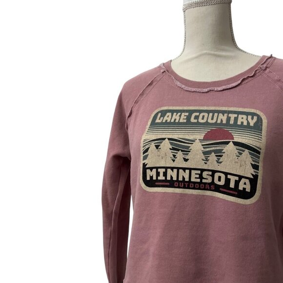 Techstyles California Dusty Pink Lake Country Minnesota Graphic Sweatshirt S - Picture 4 of 8
